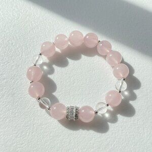 Natural Rose Quartz Crystal Bracelet Handmade Healing Love Energy